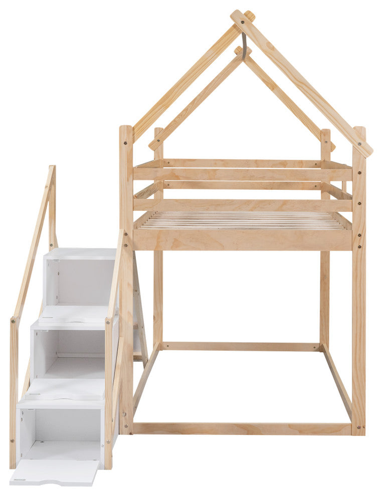 Gewnee Twin over Twin House Loft or Bunk Bed