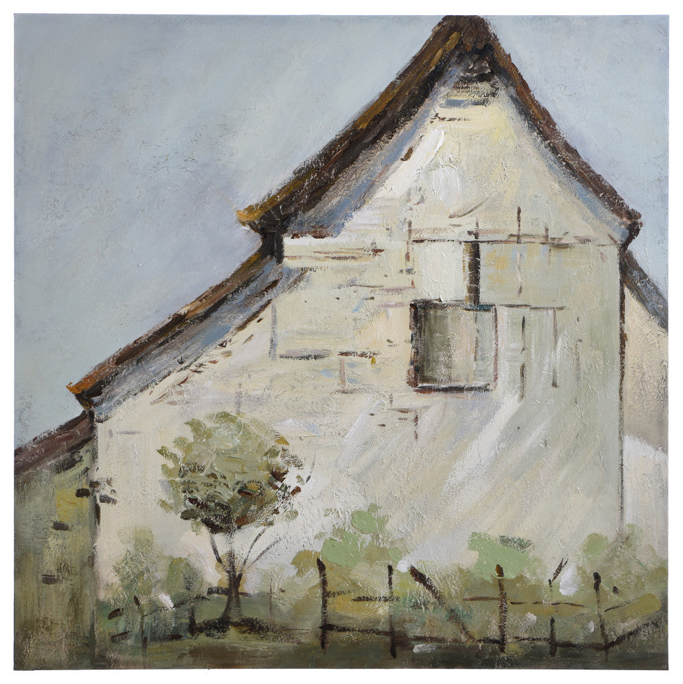 Vintage Farmhouse | Original Hand Painted Canvas | Traditoinal | Wood Stretche