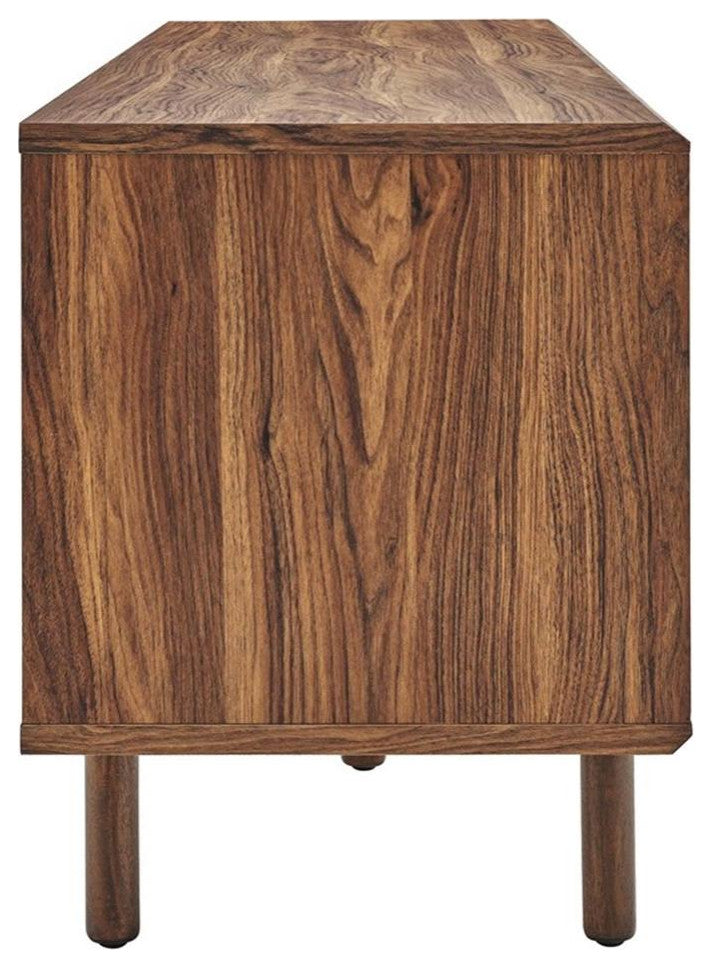 Modway Kurtis MDF Particleboard TV and Record Stand for TVs up to 65" in Walnut