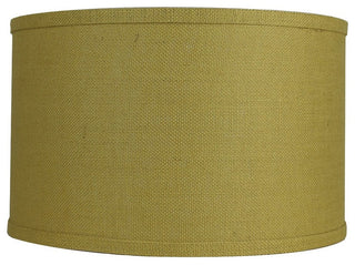 Classic Drum Burlap Lampshades, Mustard Yellow, 16"