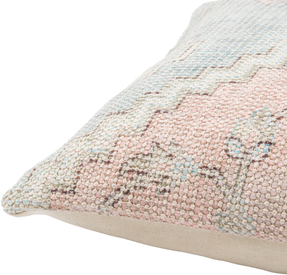 Surya Samsun Pillow Shell With Polyester Insert 14"H X 22"W - Cream, Dusty Pink