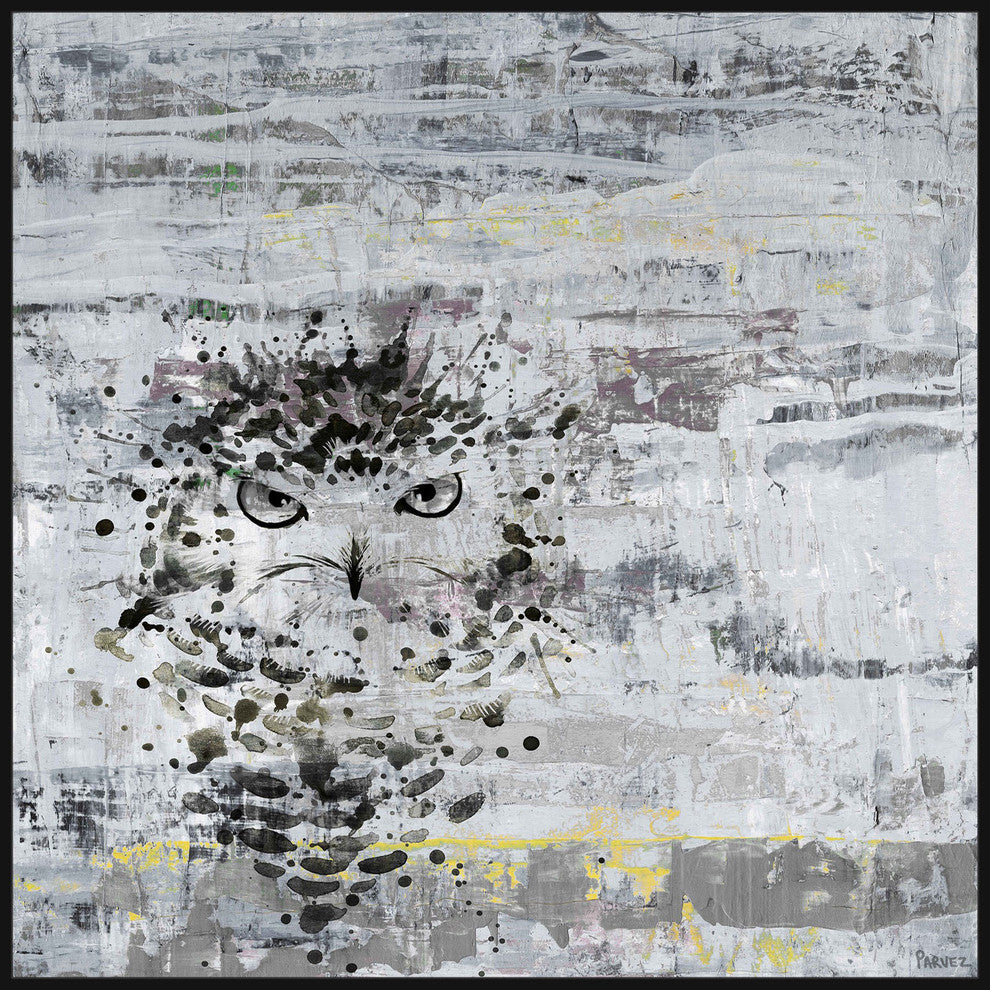 "Angry Owl" Floater Framed Painting Print on Canvas, 16"x16"