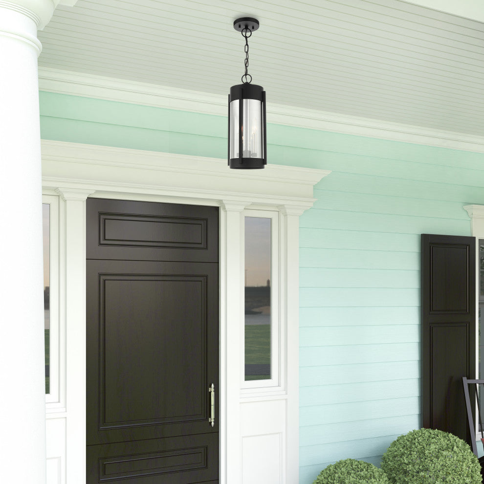 Sheridan 2 Light Black/Brushed Nickel Candles Medium Outdoor Pendant Lantern