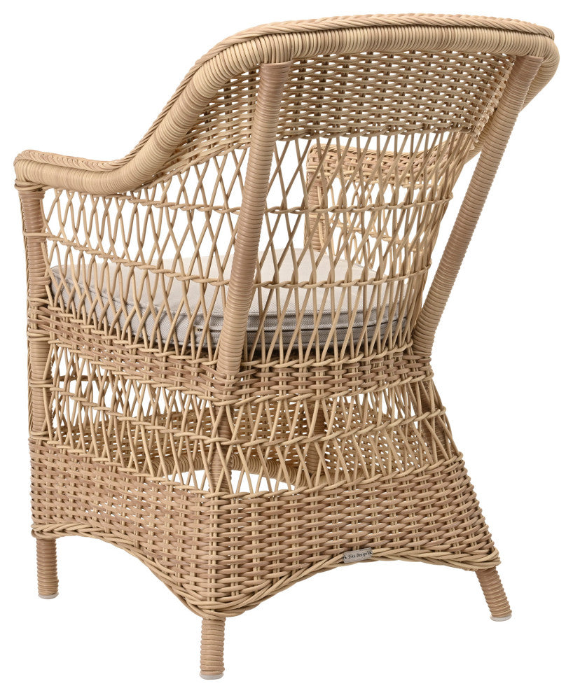 Charlot Chair With Cushion, Natural Finish, Sailcloth Seagull Upholstery