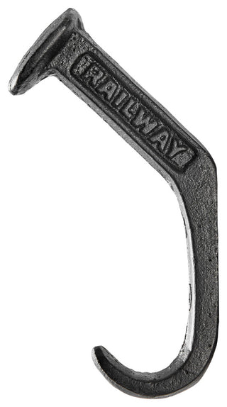Black Cast Iron Railway Spike Wall Mount Hook Set, Set of 6