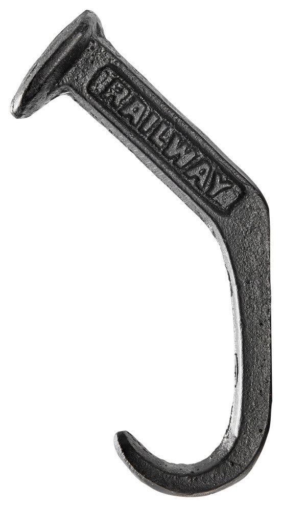 Black Cast Iron Railway Spike Wall Mount Hook Set, Set of 6