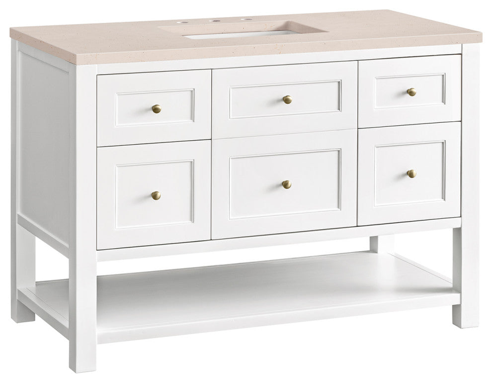 Breckenridge 48" Single Vanity, Bright White, 3CM Eternal Marfil Top