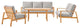 Lounge Sectional Sofa Chair Set, Wood, Brown Natural Gray, Modern, Outdoor