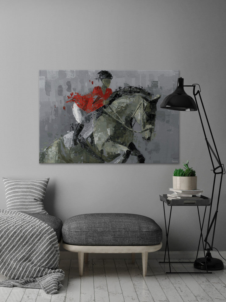 "Equestrian Trick Riding" Painting Print on Wrapped Canvas, 60"x40"