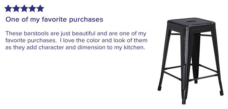 24'' Backless Distressed Metal Indoor Counter Height Stool, Black, 16"x16"