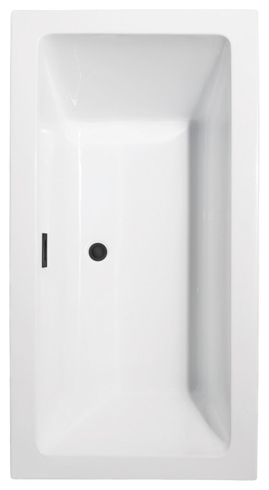 Melody 60" Freestanding White Bathtub, Matte Black Drain
