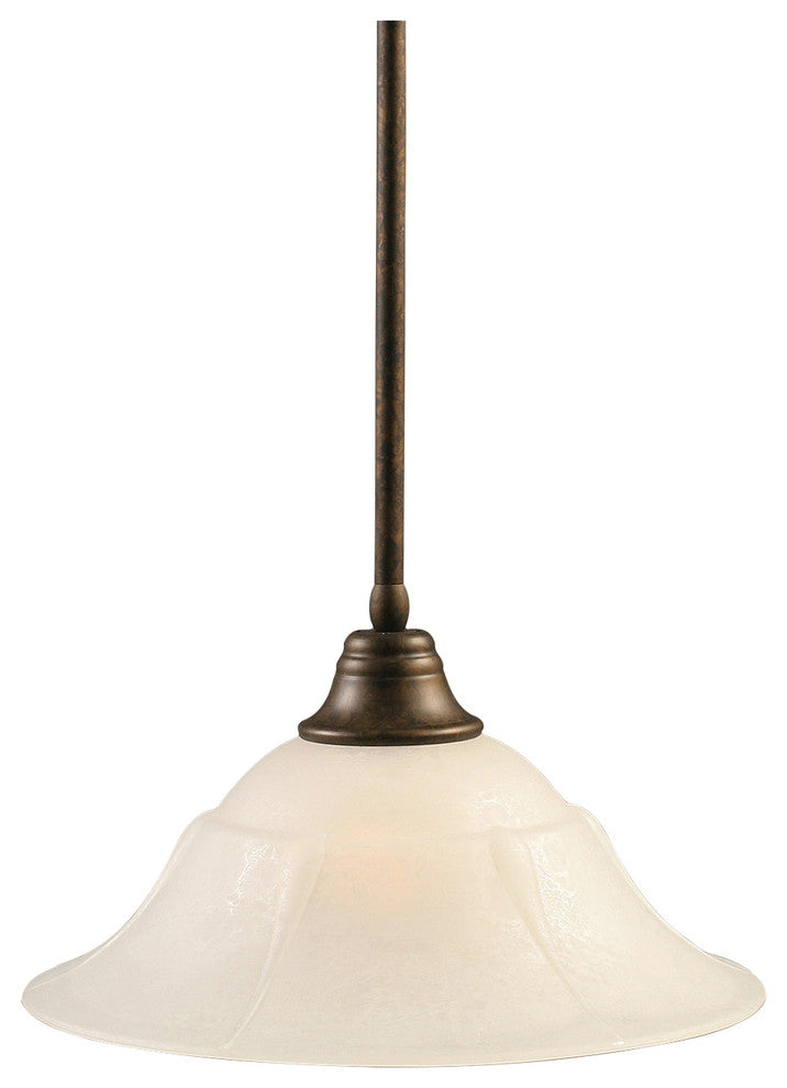 Stem Pendant In Bronze, 16" White Marble Glass