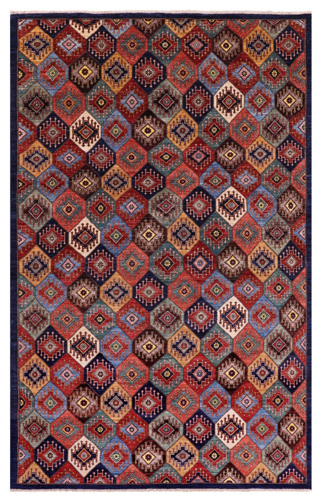 5' 10" X 9' 3" Shall Persian Gabbeh Hand Knotted Wool Rug Q5021
