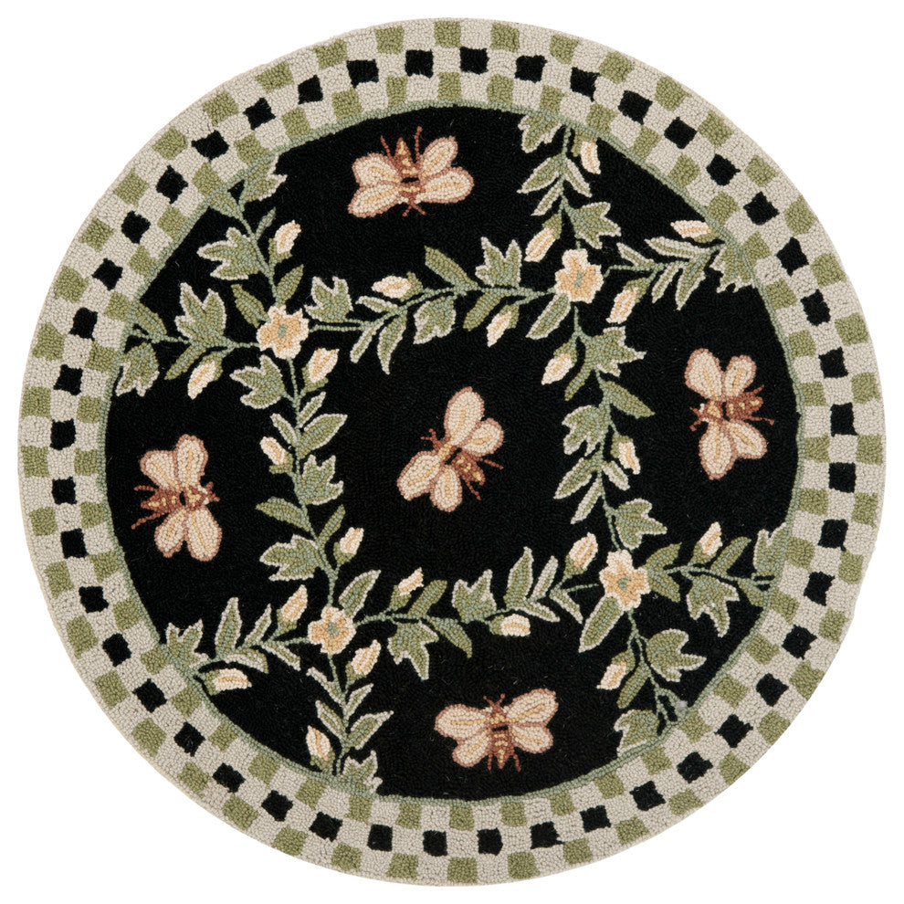 Safavieh Chelsea Collection HK55 Rug, Black, 4' Round