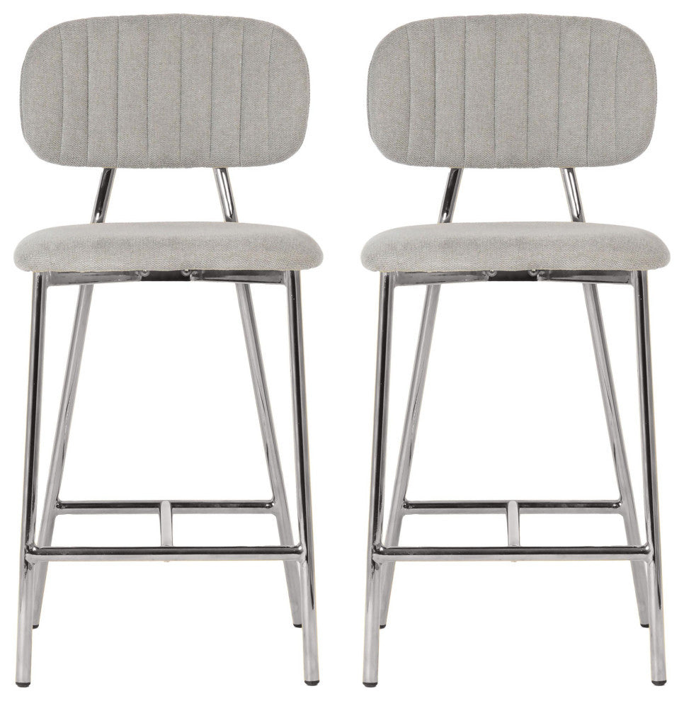 Ariana Gray Counter Stool, Silver Legs, Set of 2