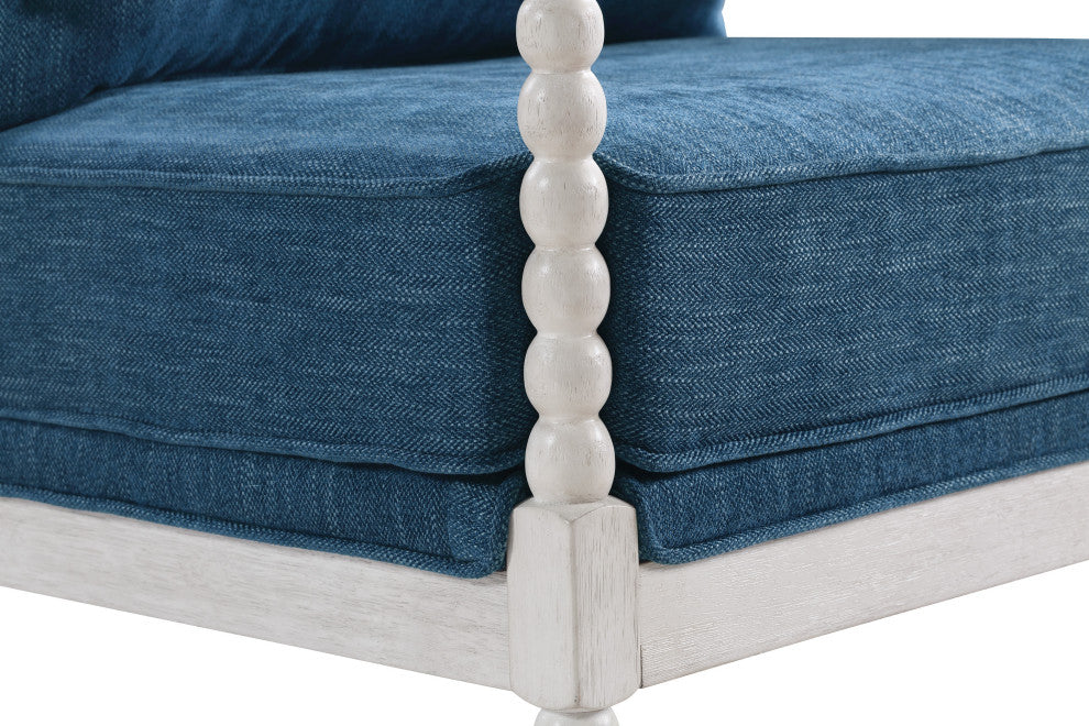 Kaylee Spindle Chair, Navy Fabric With White Frame