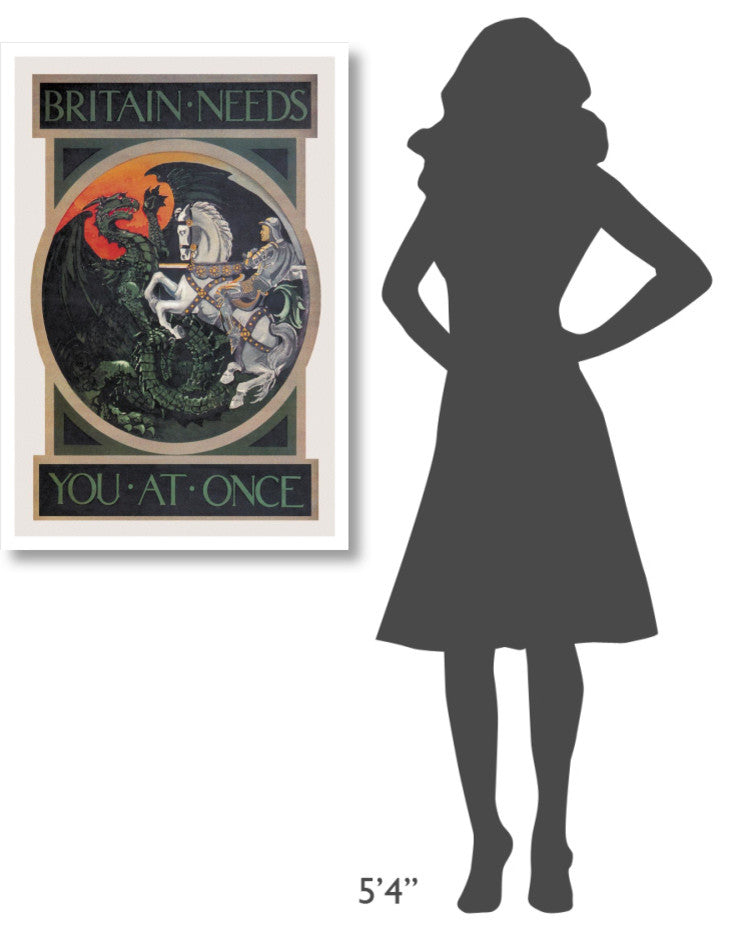 "WWI: Britain Needs You at Once" Digital Paper Print by Anonymous, 26"x38"