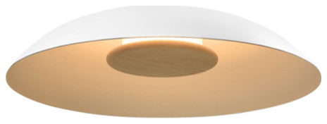 Volo LED Flush Mount, Blanc, Brushed Brass/Tan Leather/White Washed Oak, 3000K