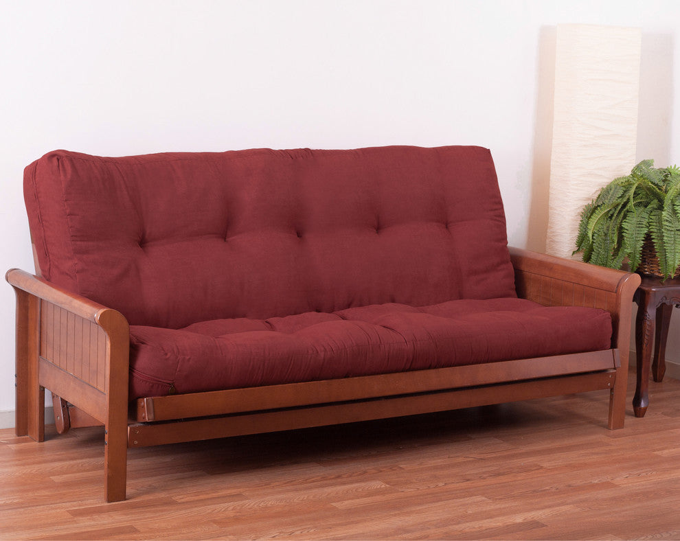 Blazing Needles Vitality 8" Microsuede Full Futon Mattress, Red Wine