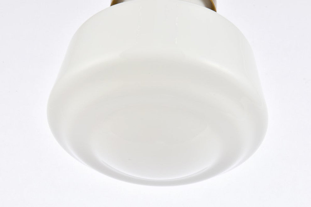 Leighton 1-Light Brass and frosted White Glass Plug-In Pendant