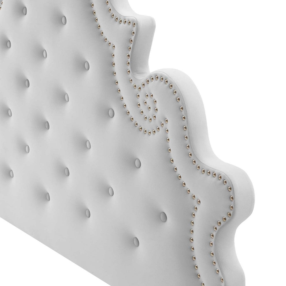 Tufted Headboard, Twin Size, Velvet, Light Gray, Modern Contemporary