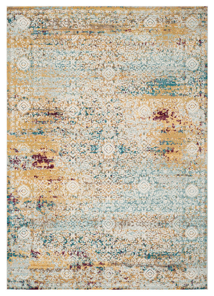 Safavieh Aria Ara183Y Vintage/Distressed Rug, Yellow/Cream, 4'0"x6'0"