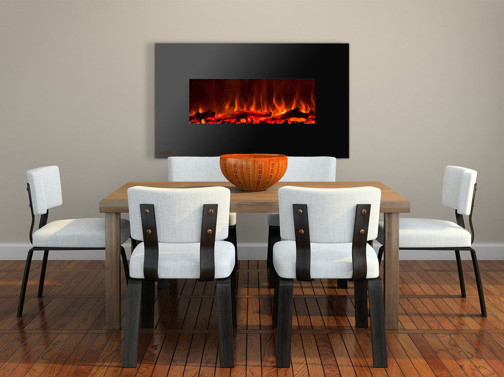 Electric Wall Mounted Fireplace Royal 50 inch with Logs | Ignis