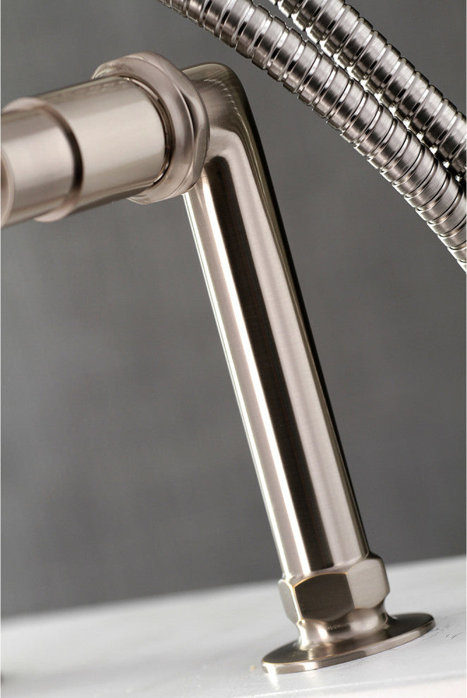 Aqua Vintage 7" Deck Mount Clawfoot Tub Faucet, Brushed Nickel