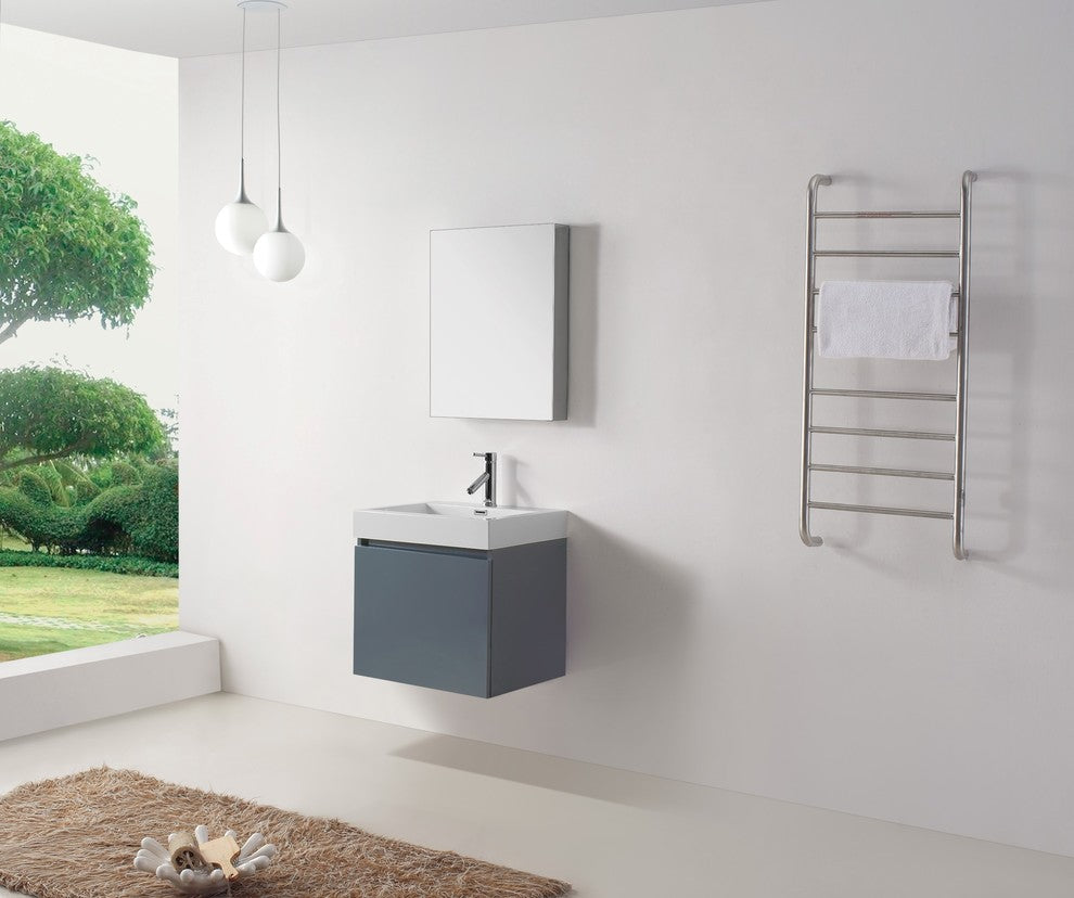 Zuri 24" Single Bathroom Vanity Set, Gray With Brushed Nickel Faucet
