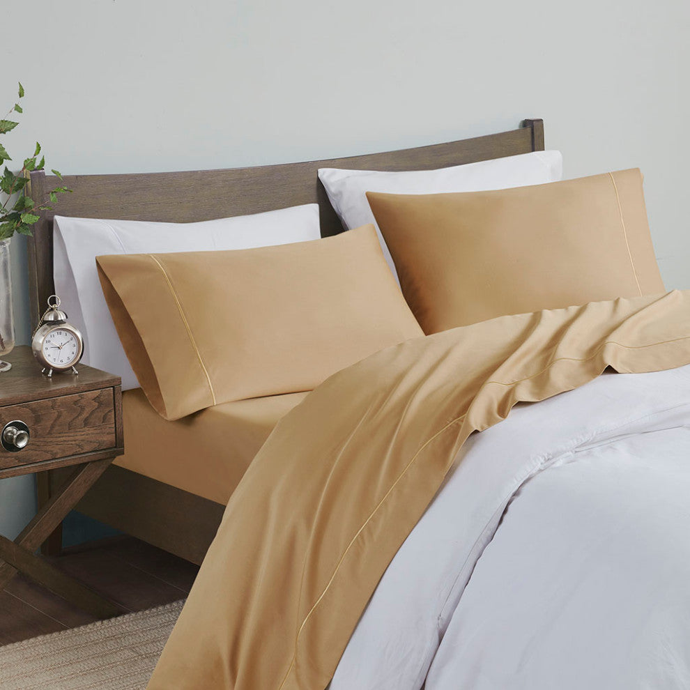 Madison Park 600 Thread Count Pima Cotton Sateen Sheet Set, Gold