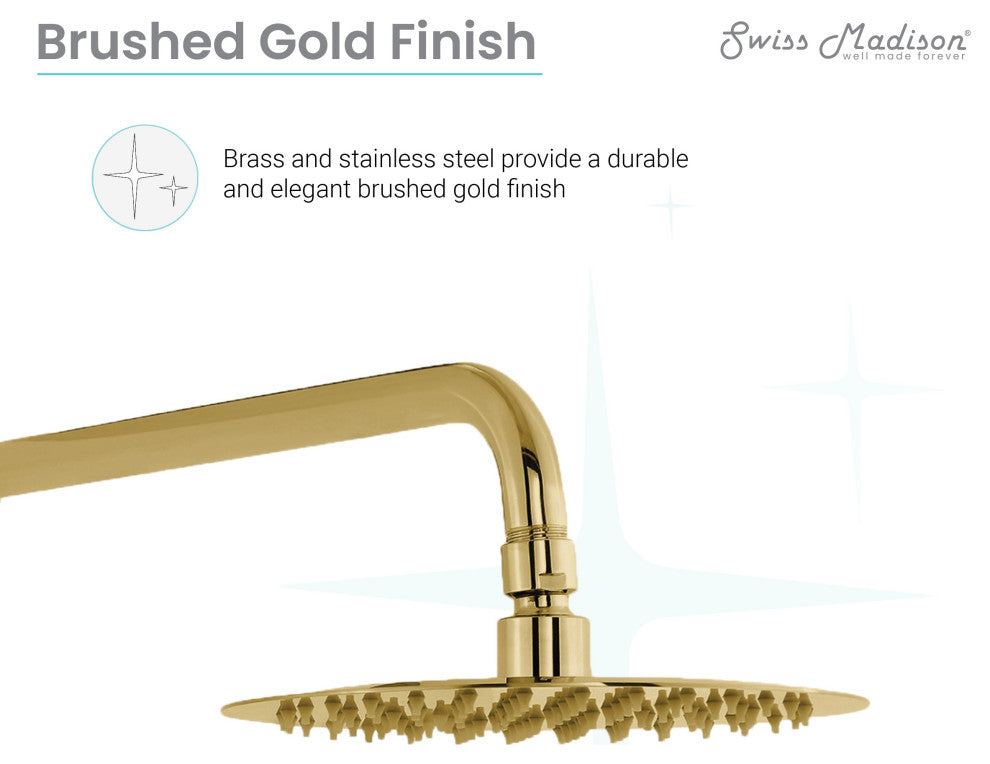 Ivy Single Handle 1 Spray 8" Wall Mounted Fixed Shower Head, Brushed Gold