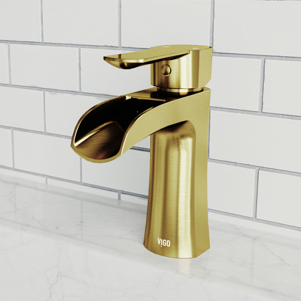 VIGO Paloma 7" H Single Handle Single Hole Bathroom Faucet, Matte Brushed Gold, Without Extras