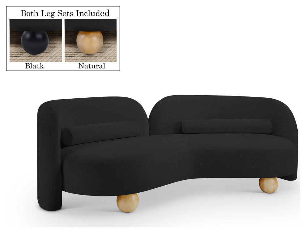 Daphne Upholstered Chair/Loveseat/Sofa, Black, Chenille Fabric, Sofa