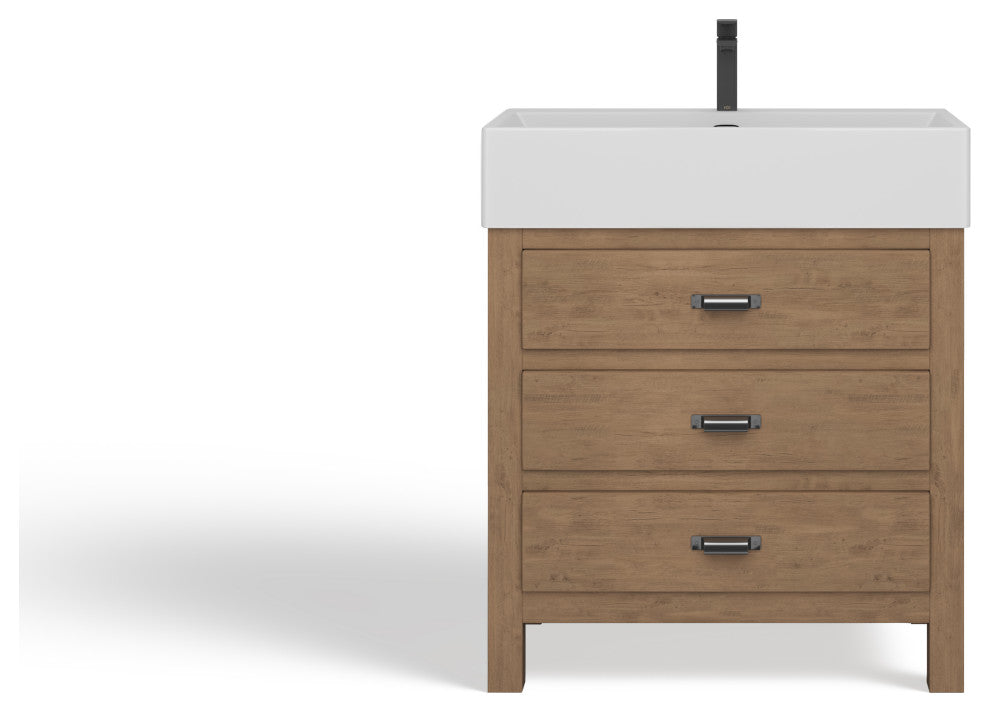 Berkshire Bathroom Vanity, Reclaimed Fir, 30", Single Sink, Freestanding