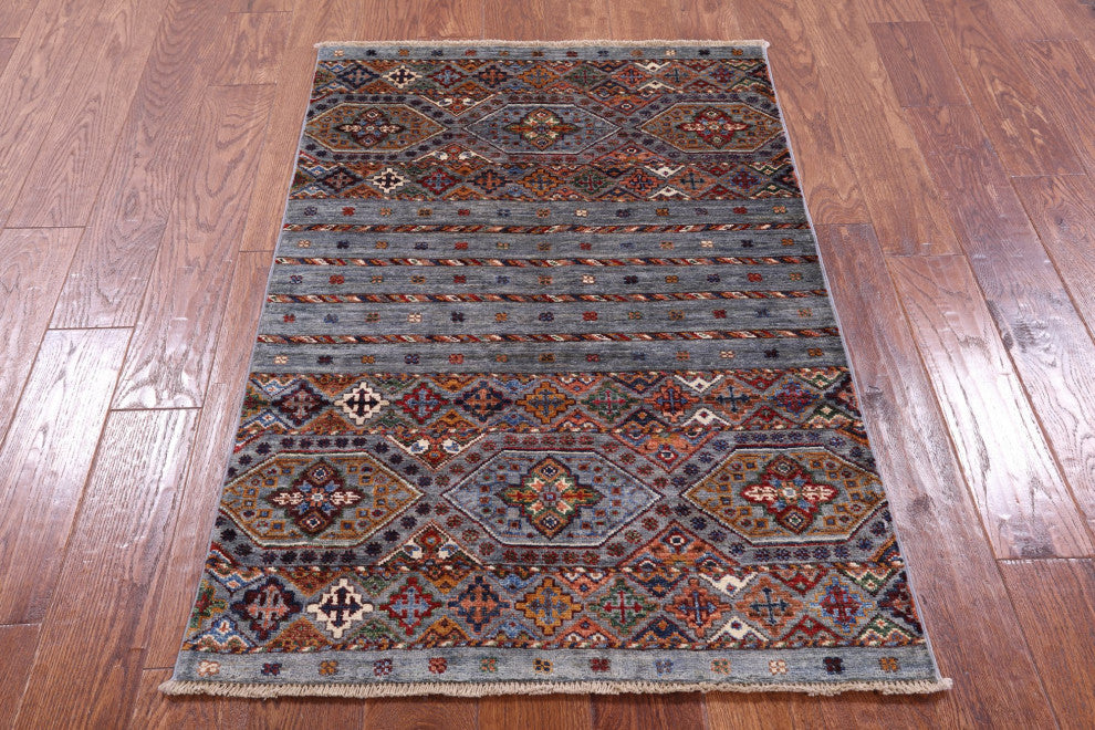 Handmade Khorjin Super Kazak Wool Rug 2' 9" X 4' 3" - Q12345