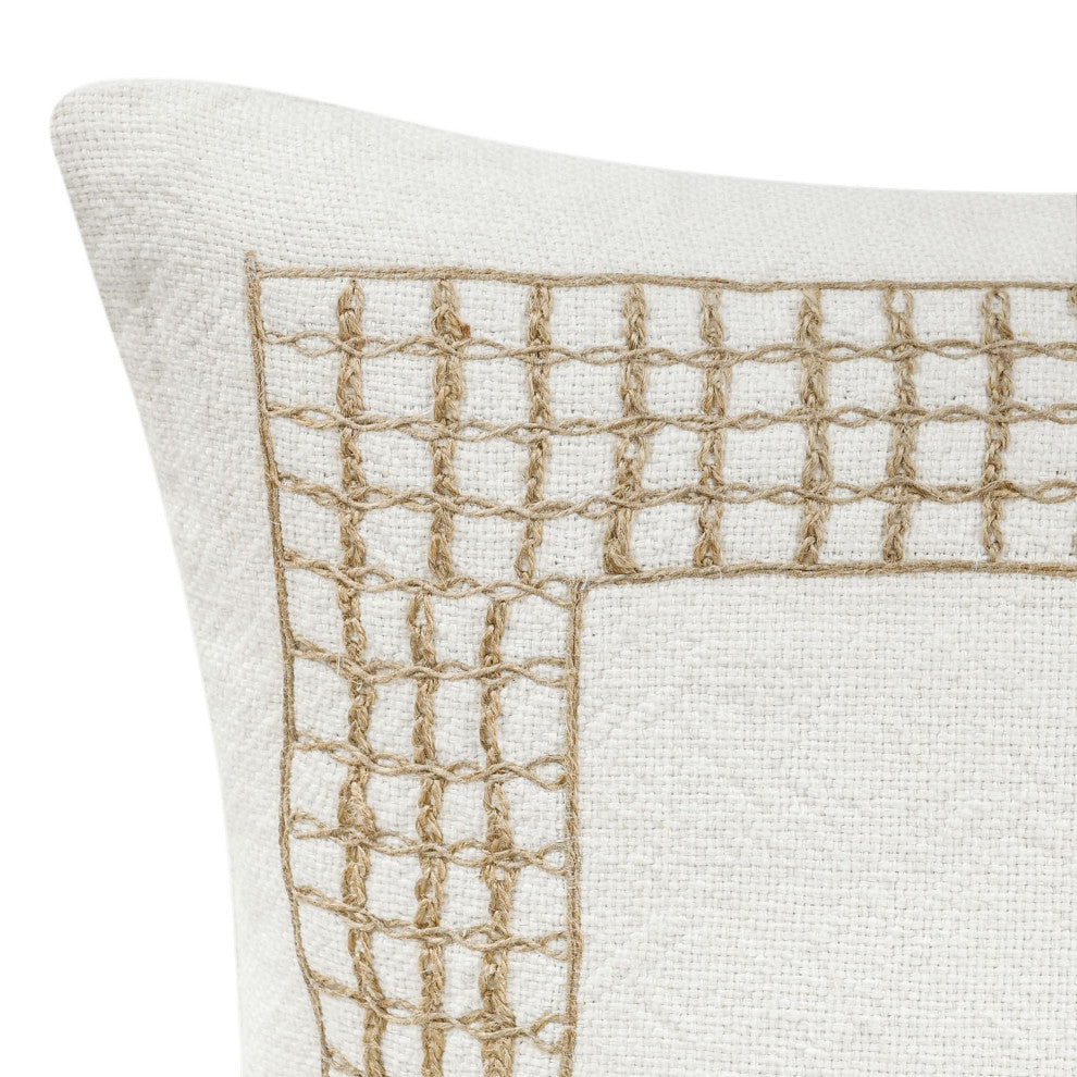 Marina 26" Cotton Linen Blend Throw Pillow, White