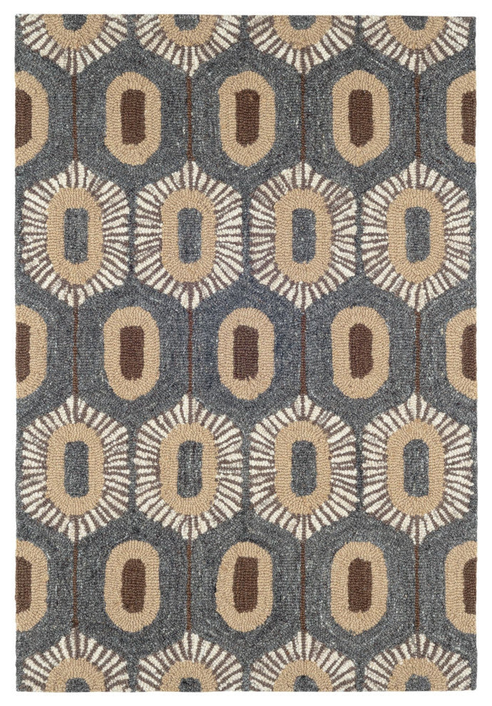 Dash & Albert Stowe Hand Micro Hooked Wool Rug, Blue, 3' x 5'