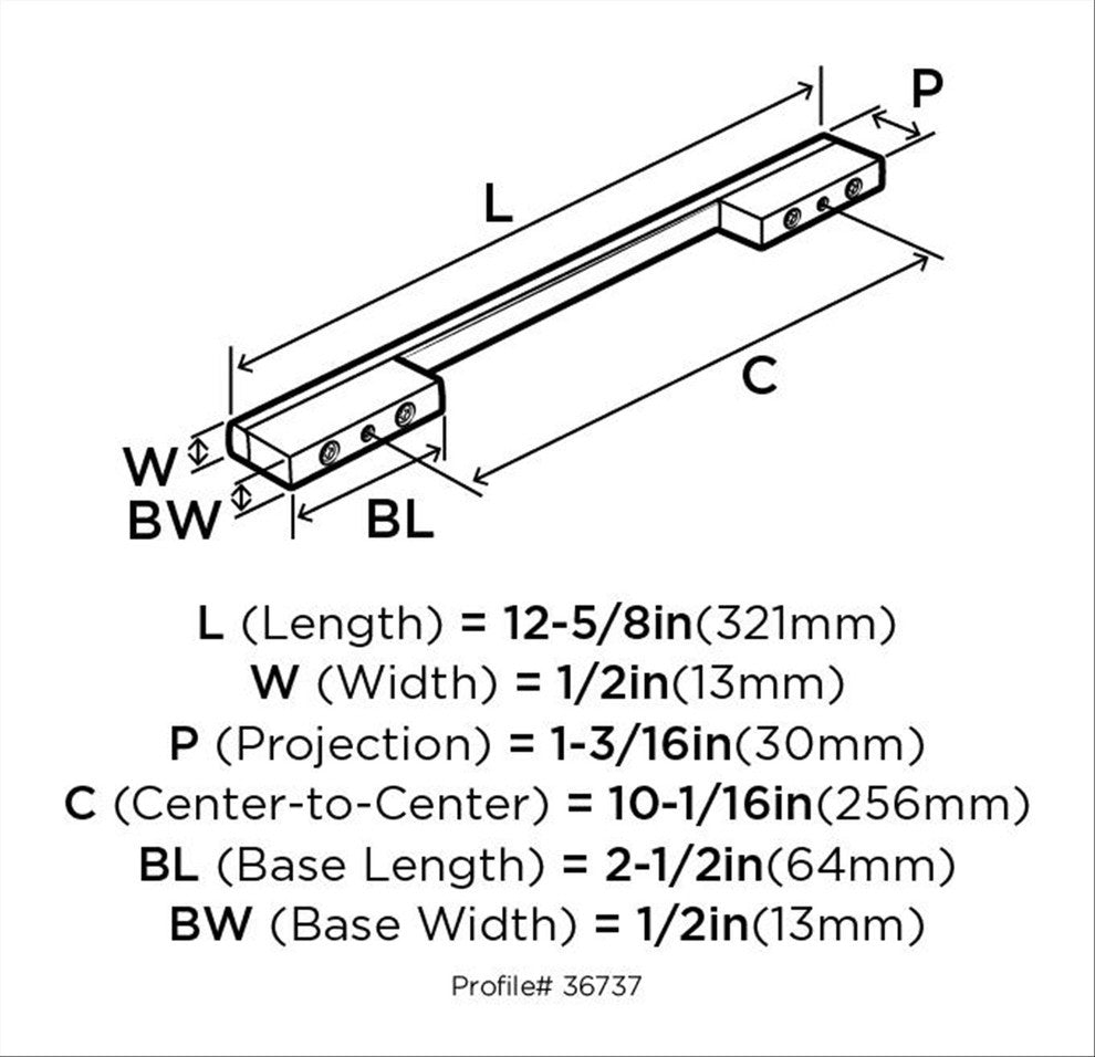 Separa 10-1/16" Center-to-Center Black Brushed Nickel Cabinet Pull