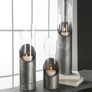 Uttermost Karter Iron and Glass Candleholders Set of 3