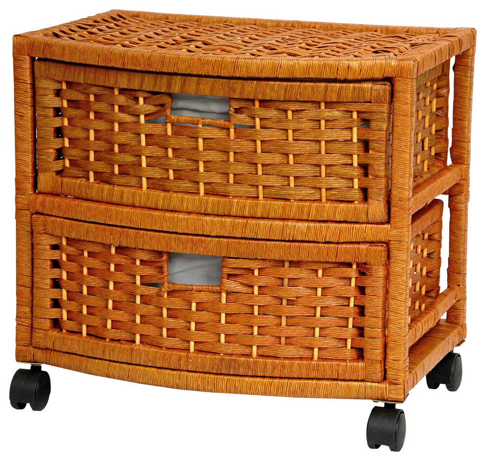 16" Natural Fiber Occasional Chest of Drawers, Honey