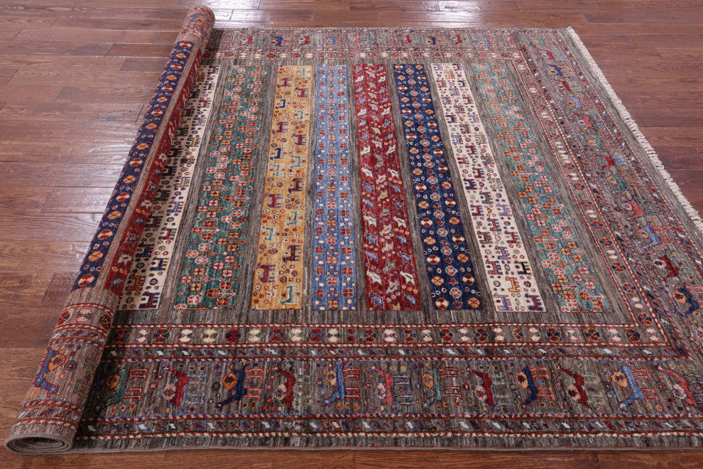 Tribal Persian Gabbeh Hand Knotted Rug 6' 11" X 9' 9" Q10446