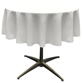 LA Linen Round Polyester Poplin, White, 58" Round