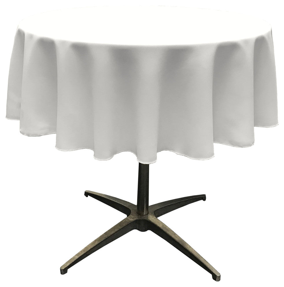 LA Linen Round Polyester Poplin, White, 58" Round