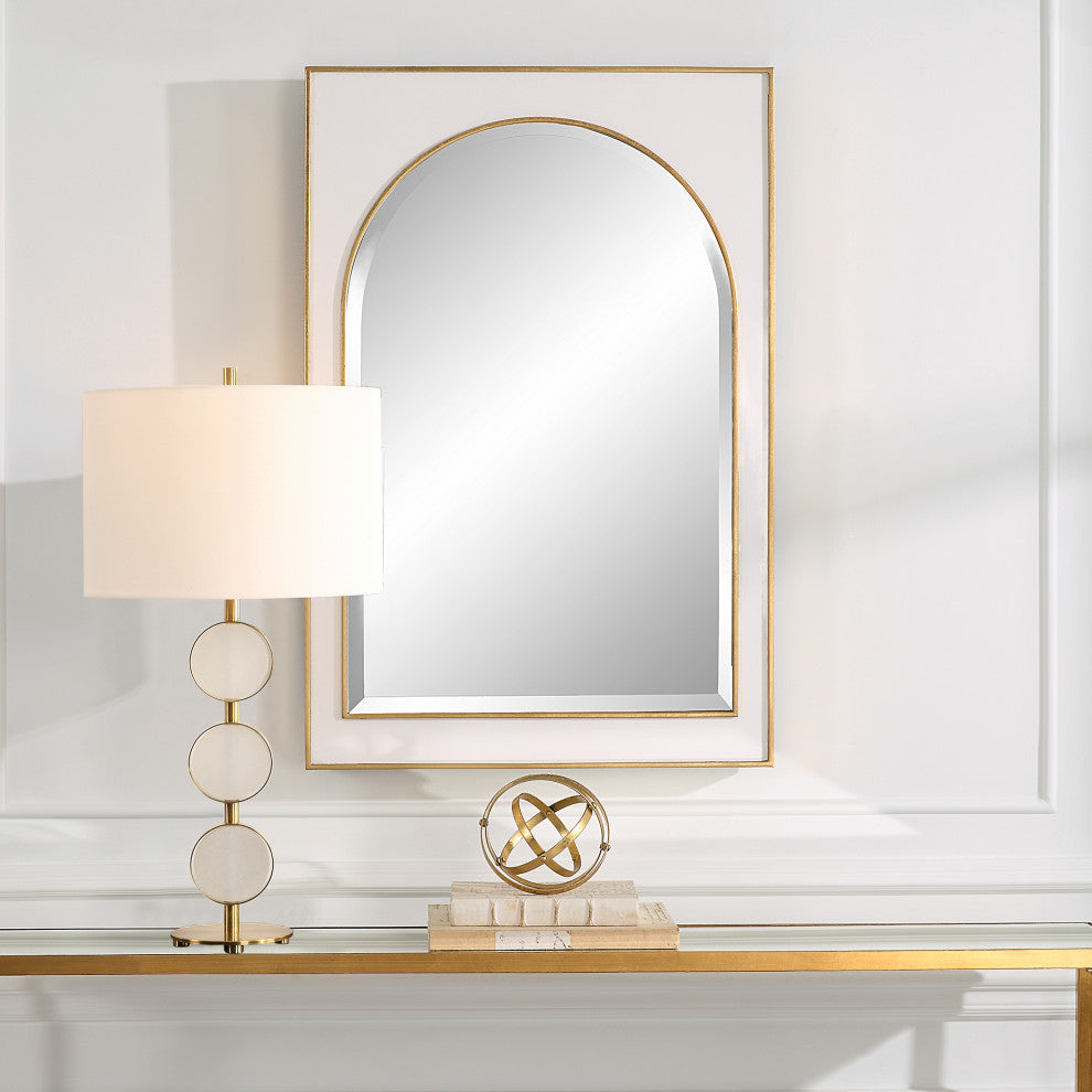 Uttermost 09916 Crisanta Gloss White Arch Mirror