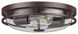 Rustic 2-Light Flush Mount Ceiling Lamp with Clear Glass Shades