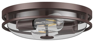 Rustic 2-Light Flush Mount Ceiling Lamp with Clear Glass Shades