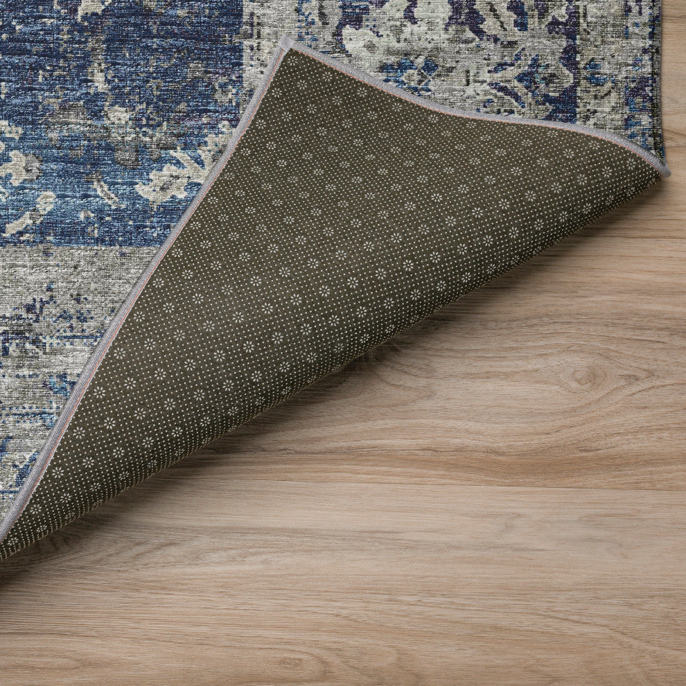 Indoor/Outdoor Marbella MB2 Navy Machine Washable 3' x 5' Rug