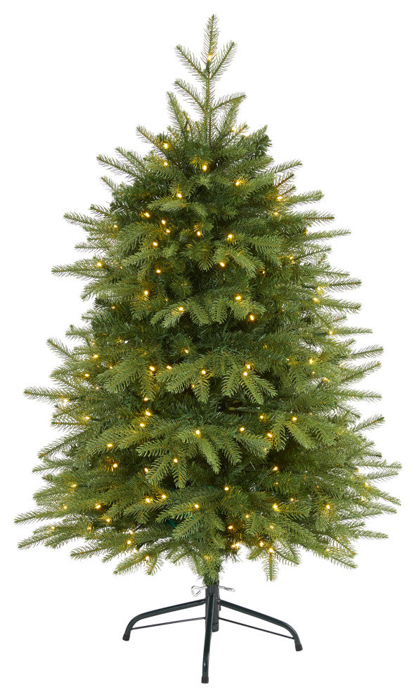 4' Vancouver Fir Natural Look Faux Xmas Tree W/Clear Lights & Bendable Branches