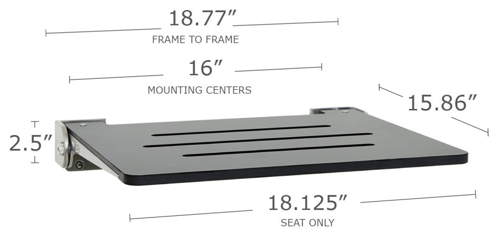 Seachrome SlimLine Folding Wall Mount Shower Seat, Gray Seat With Silver Frame