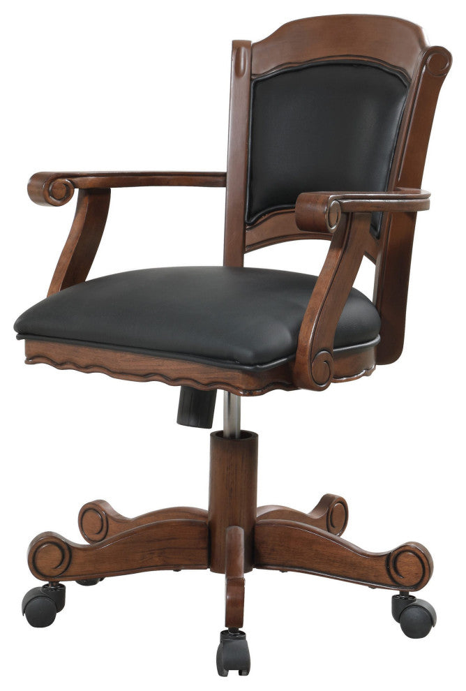 Black Leatherette Arm Chair, Tobacco